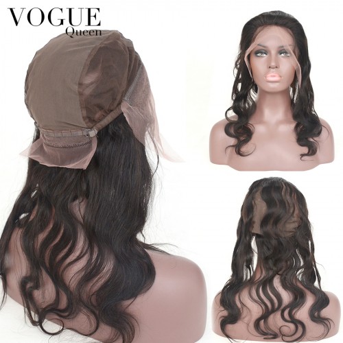 360 Lace Frontal Closure With Wig Cap,Body Wave Human Virgin Hair,Pre Plucked